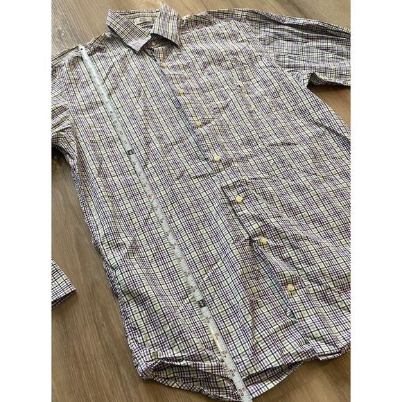 Peter Millar Mens Long Sleeve Button Up Cotton Plaid Shirt Medium - Picture 6 of 7